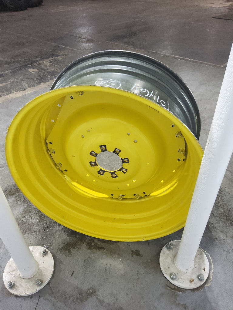 18"W x 38"D, John Deere Yellow 8-Hole Waffle Wheel (Groups of 2 bolts)