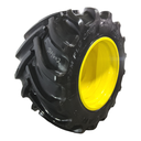 LSW 1250/35R46 Goodyear Farm Custom Flo Grip R-2 on John Deere Yellow 20-Hole Formed Plate 90%