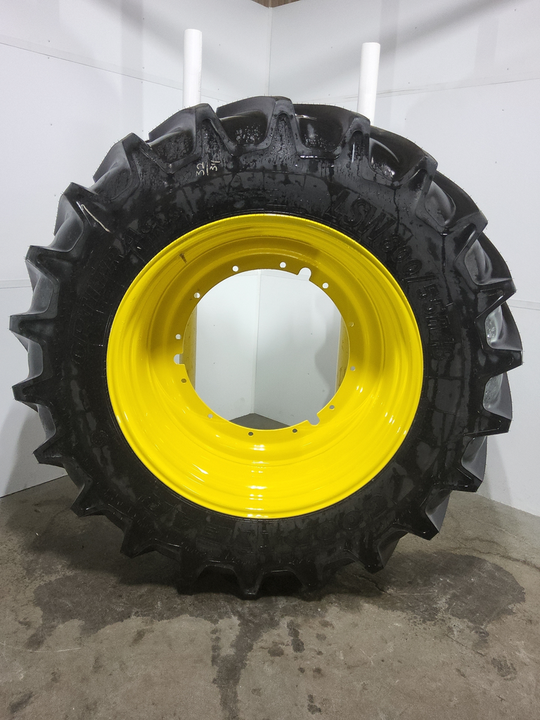 LSW 800/55R46 Goodyear Farm DT830 Optitrac R-1W on John Deere Yellow 12-Hole Stub Disc 99%