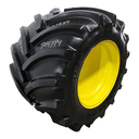 LSW 1100/35R32 Goodyear Farm Optitrac R-1W on John Deere Yellow 12-Hole Formed Plate 85%