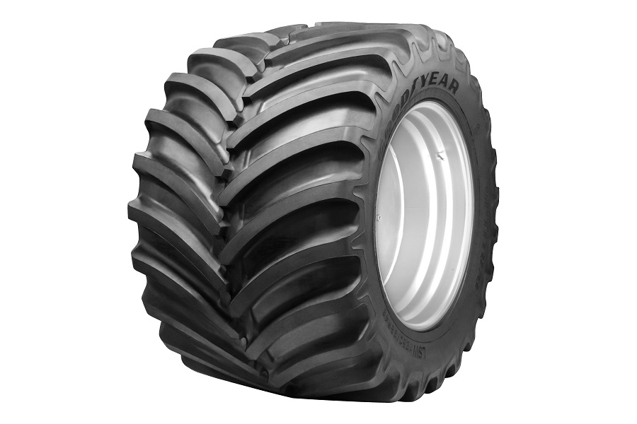 LSW 1100/45R46 Goodyear Farm DT930 R-1W on New Holland White 10-Hole Formed Plate