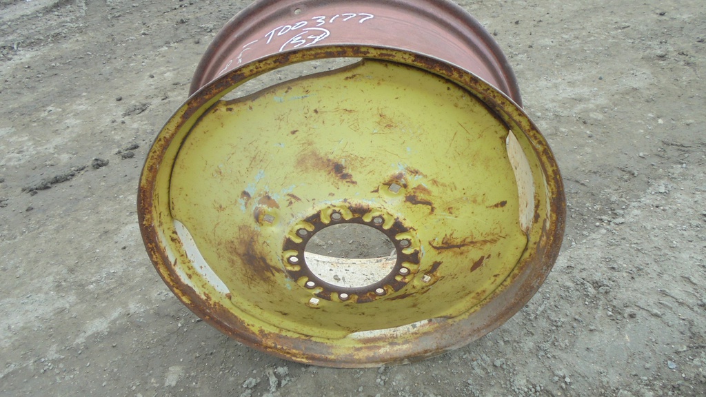 15"W x 34"D, John Deere Yellow 9-Hole Stamped Plate