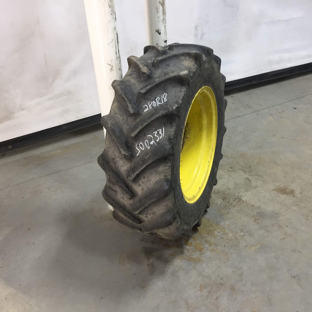 280/70R18 Mitas AC70 Radial  R-1W on John Deere Yellow 6-Hole Implement 50%