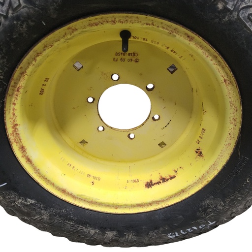 [T012375RIM] 10"W x 15"D, John Deere Yellow 6-Hole Flat Plate