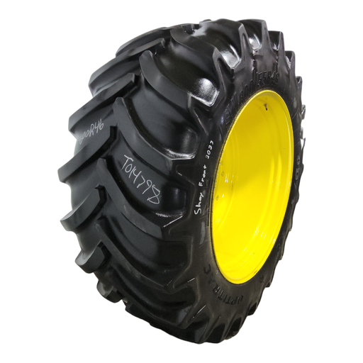 [T014798] LSW 800/55R46 Goodyear Farm DT830 Optitrac R-1W on John Deere Yellow 12-Hole Stub Disc Sprayer 60%