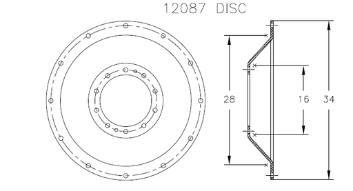 [15659W] 10-Hole Stub Disc Center for 38"-54" Rim, New Holland White