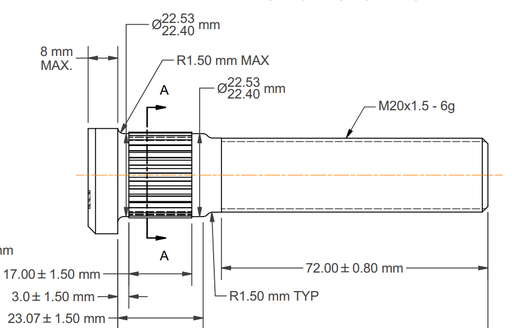 [9501984] STUD BOLT (DIRVE IN) M20X100mm length